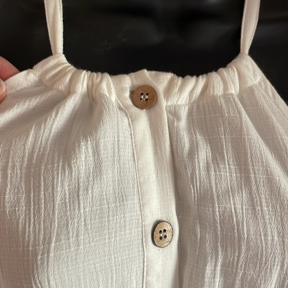 Wishlist, small white summer dress wooden accent buttons, functionable. NWT. - Picture 7 of 9